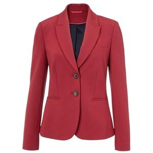 BODEN Elizabeth Point Blazer Berry Red Pink Jacket Size 2 2P Petite Stretch Work